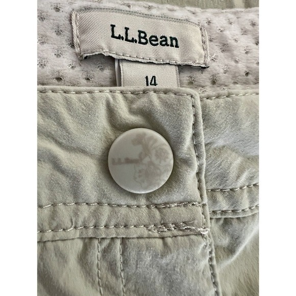 LL‎ Bean  Size 14 Adjustable Waist Khaki Wide Leg Ankle Pants With Pockets EUC - Picture 6 of 12